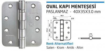 Oval Kapı Menteşesi Paslanmaz