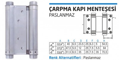 Çarpma Kapı Menteşesi Paslanmaz